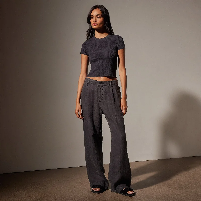 Linen Pleated Pant - Magma Pigment