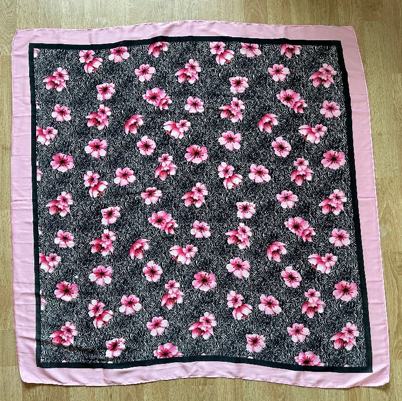 Pink&black floral scarf