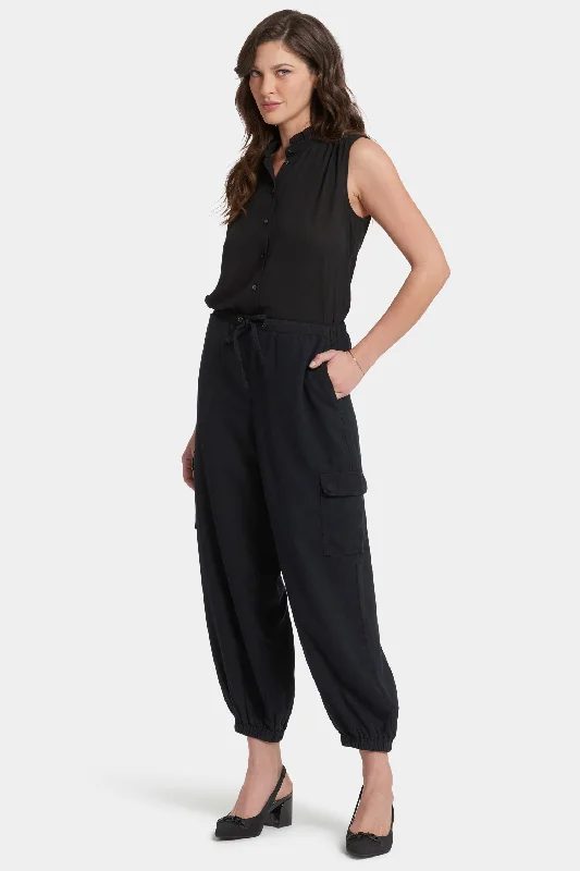 Relaxed Cargo Ankle Pull-On Pants - Overdye Black