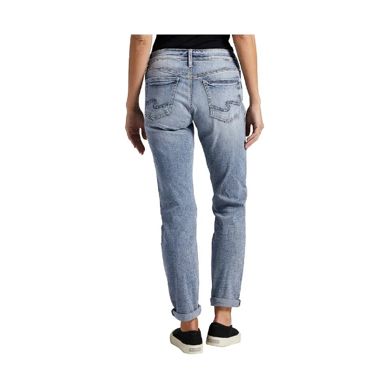 Silver Jeans Co. Women's Boyfriend Mid Rise Slim Leg Jean - Indigo