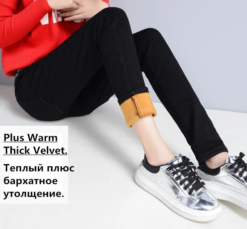 Winter Jeans For Women New Elastic Waist Jeans Female Trousers Super Soft Thickened Jeans Plus Velvet Thick Warm Jeans