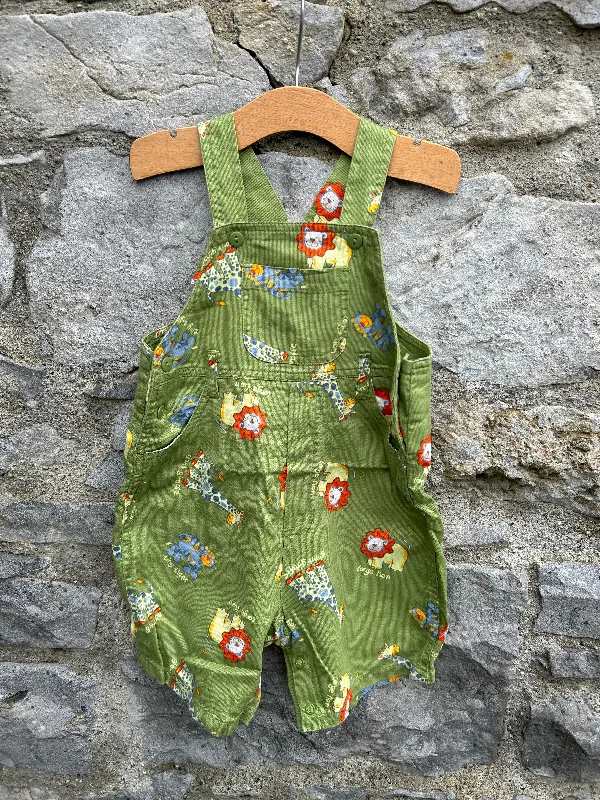 Y2K animals green cord dungarees  12-18m (80-86cm)