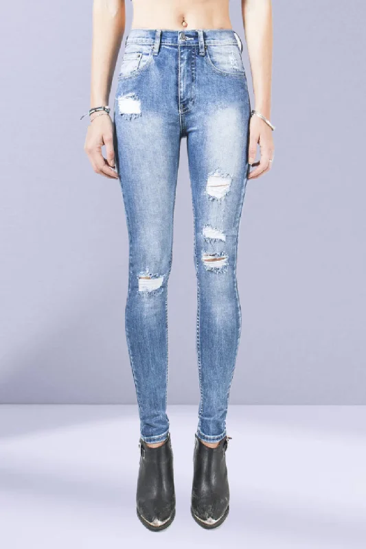 ZIGGY DENIM Womens Sticks n Bones High Skinny Jeans - Vintage Trash