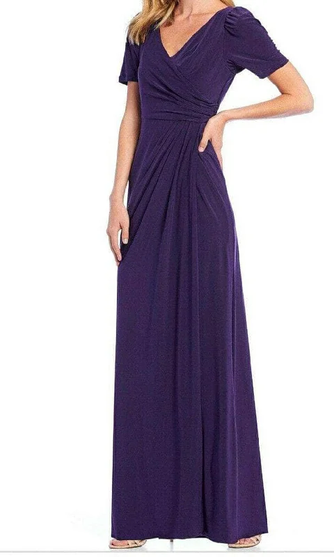 Adrianna Papell AP1E205896 - Short Sleeve V-Neck Evening Dress Cowl Neckline Elegant