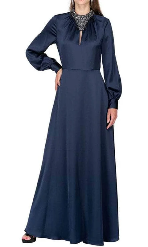 Aidan Mattox MD1E203971 - Long Bishop Sleeves High Neck Evening Dress Tunics Cozy soft