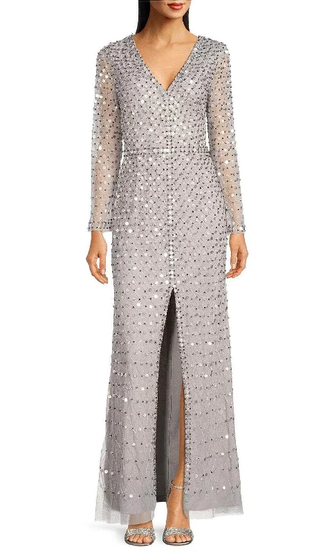 Aidan Mattox MD1E207720 - Embellished V-Neck Evening Dress Glittery Long Formal