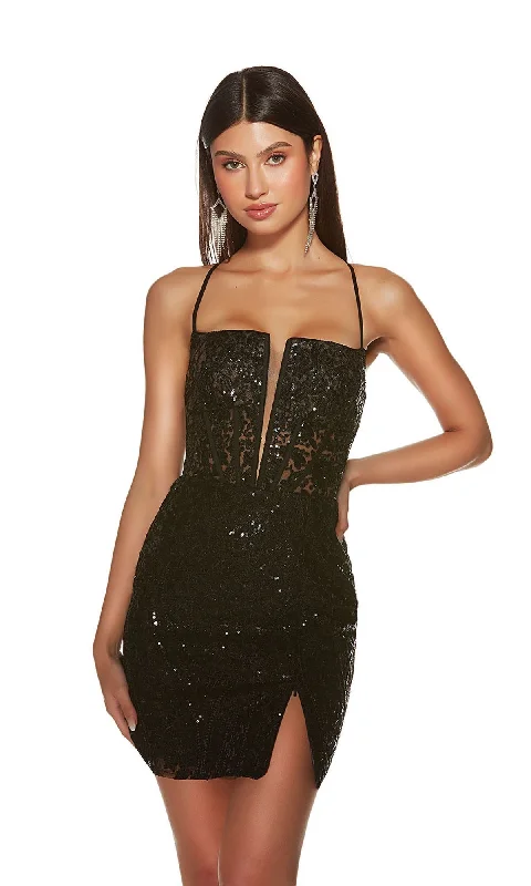 Alyce Short Party Dress 4813 Square Neckline Feminine