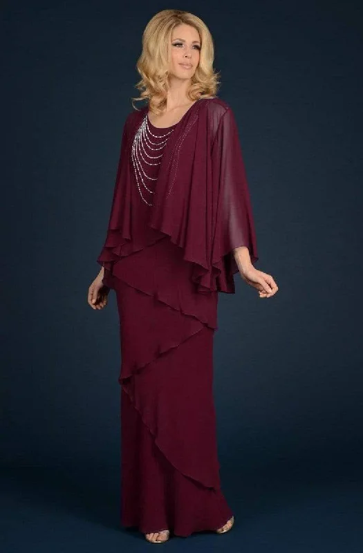 Alexander by Daymor Jewel Garland Draped Evening Dress 702 - 1 pc Cranberry In Size 22 Available Tunics Designer luxury