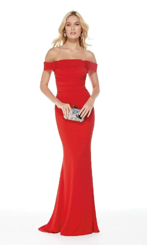 Alyce Paris - 5024 Off The Shoulder Satin Trumpet Evening Dress - 1 pc Diamond White In Size 6 Available Tunics Short Trendy
