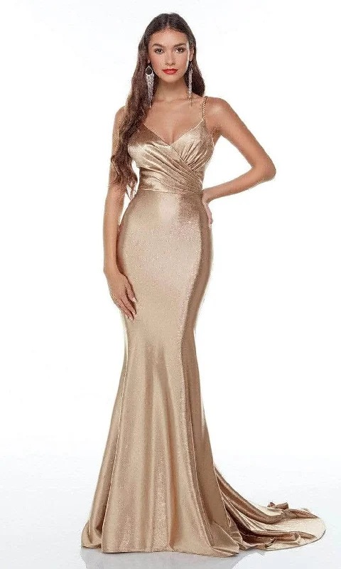 Alyce Paris - Metallic Strappy Evening Dress 61170 - 1 pc Gold In Size 12 Available Tunics Recommended stylist