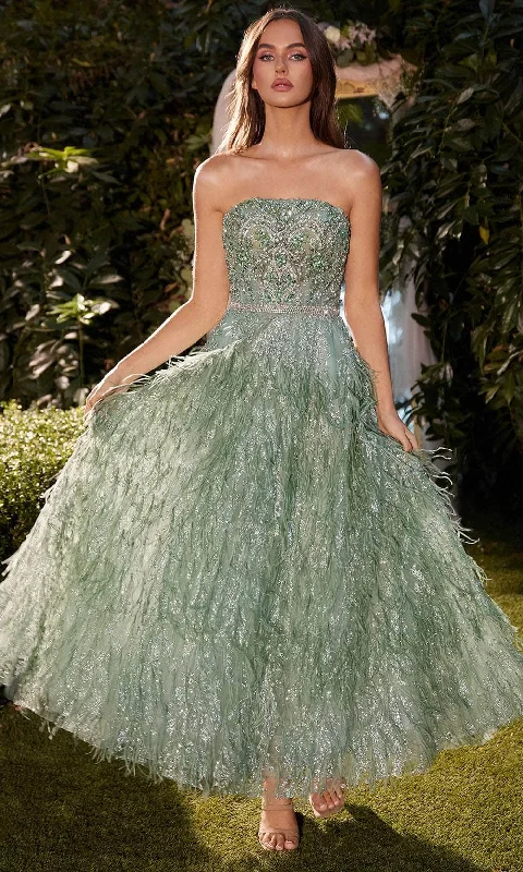 Andrea and Leo A1226 - Feather Skirt Strapless Evening Dress Tunics Leisure comfortable