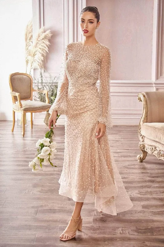 Andrea and Leo - Illusion Sleeve High Low Evening Dress A0997S Tunics Luxurious premium
