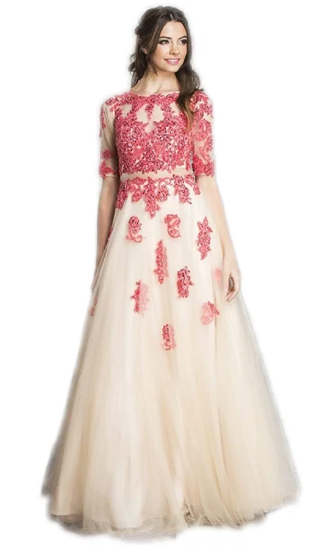 Aspeed Design - Embroidered Sheer A-Line Evening Dress Tunics Mesh breathable