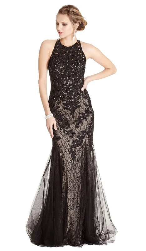 Aspeed Design - Jewel Embroidered Halter Trumpet Evening Dress Tunics Luxurious high-end