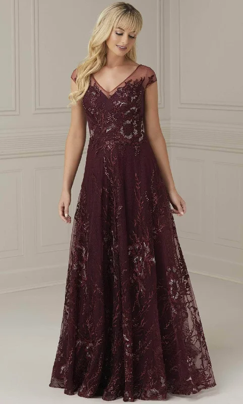 Christina Wu Elegance 17105 - Illusion V-Neck Lace Evening Dress Tunics Wedding white