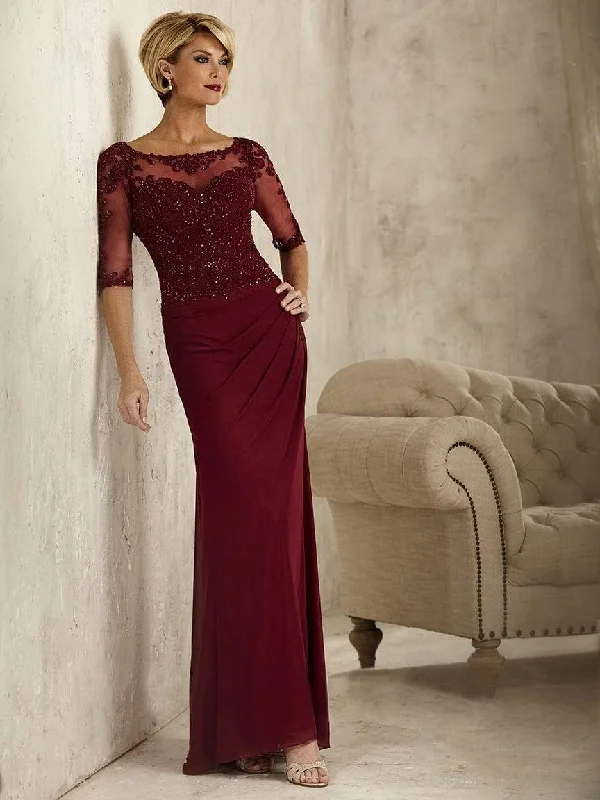 Christina Wu Elegance Illusion Bateau Beaded Lace Evening Dress 17821 Tunics Fashionable trendy