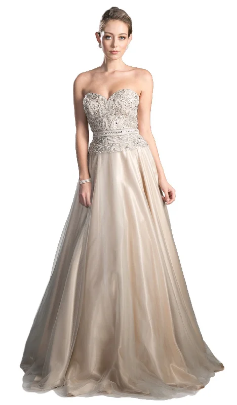 Cinderella Divine - Beaded Sweetheart Tulle A-line Evening Dress Tunics Cozy comfortable