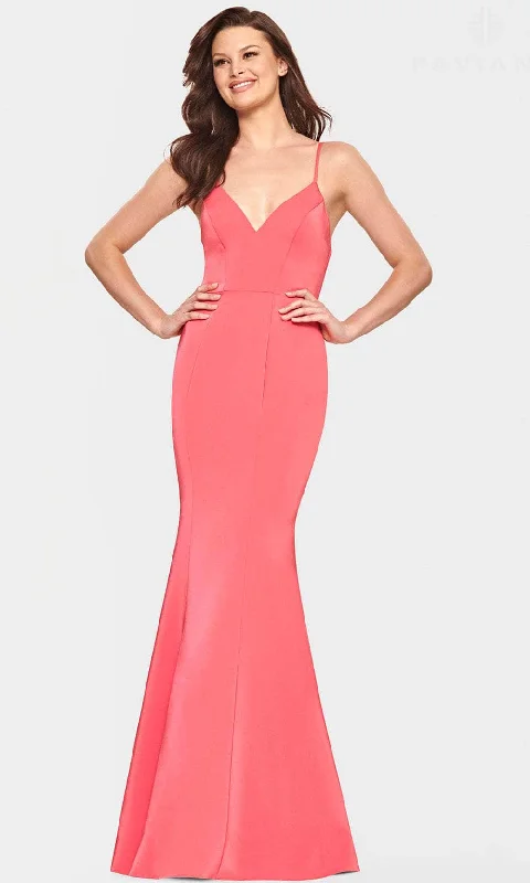 Faviana S10846 - V-Neck Satin Evening Dress Tunics Luxurious high-end