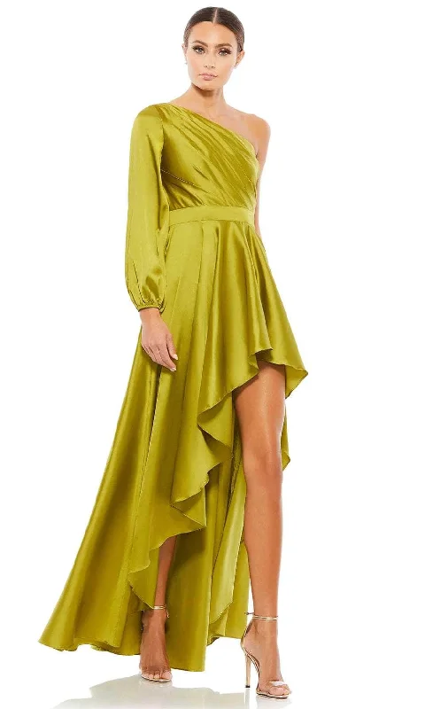 Ieena Duggal A49141 - Flowy Satin Evening Dress Turtleneck Warm Winter