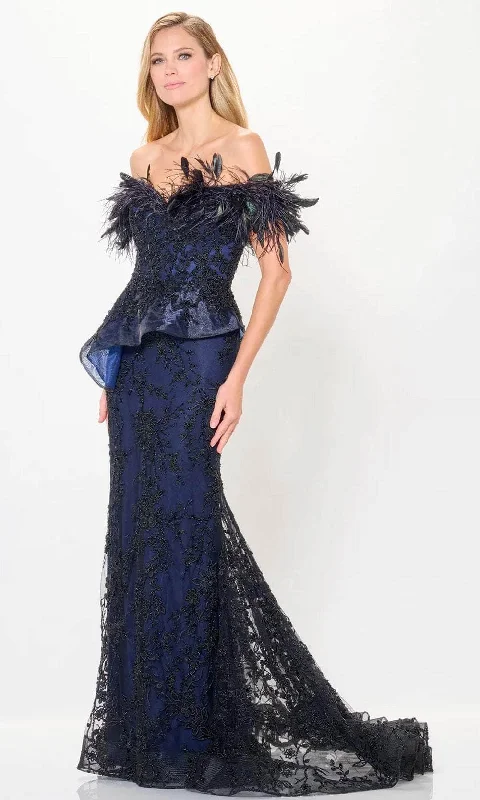Ivonne D ID6208 - Feather Accent Evening Dress Tunics Business professional