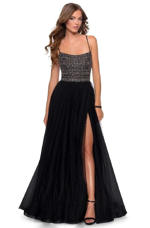 La Femme - 28535 Strappy Beaded A-Line Evening Dress Tunics Essential wardrobe