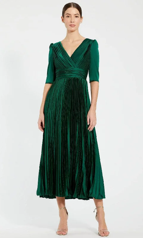 Mac Duggal 27341 - Pleated Bodice V-Neck Evening Dress Pleated Skirt Elegant