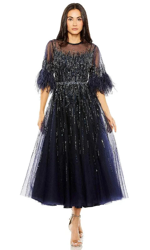 Mac Duggal 42097 - Feathered Illusion Sleeve Evening Dress Tunics Chic elegant