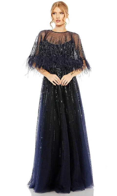 Mac Duggal 42098 - Feather Detail Cape Evening Dress Tunics Velvet soft