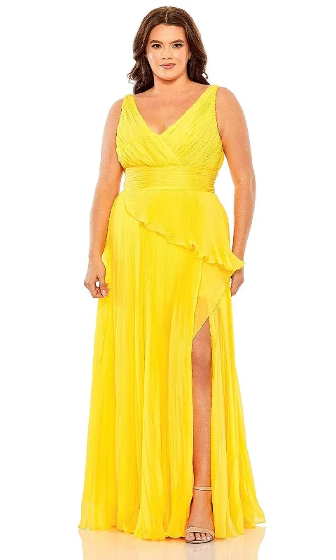 Mac Duggal 49714W - Pleated Deep V-Neck Evening Dress Tunics Handmade artisanal