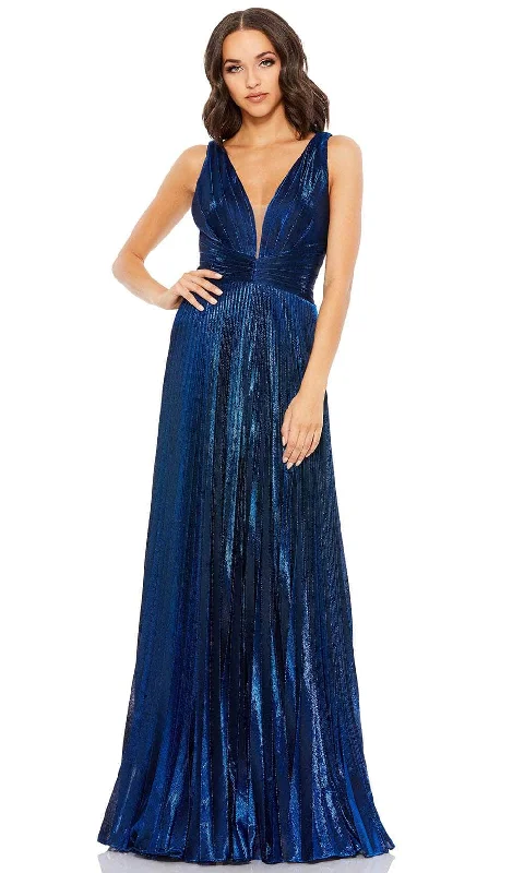 Mac Duggal 50640 - Pleated Metallic Plunging Evening Dress Bodycon Fitted Nightout
