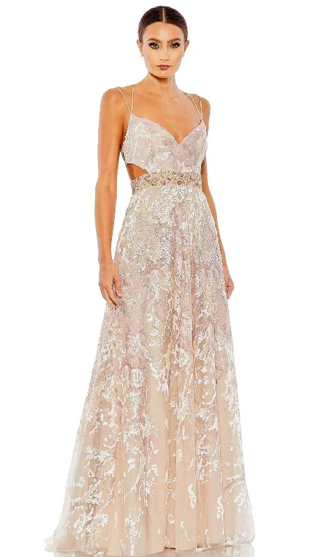 Mac Duggal 68051 - Sleeveless Deep V-neck Evening Dress High-Low Hemline Casual