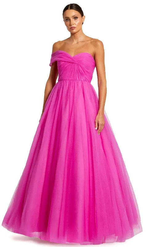 Mac Duggal 68713 - Draped Sleeve Tulle Evening Dress Tunics stripes playful