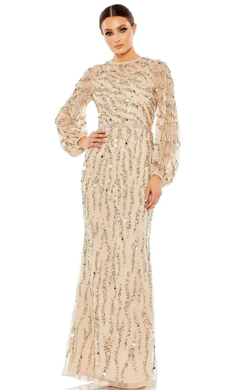 Mac Duggal 93789 - Bishop Sleeve Beaded Evening Dress High-Low Hemline Casual
