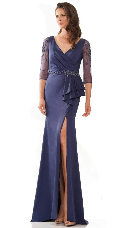 Marsoni by Colors MV1231 - Sheer Sleeve Peplum Evening Dress Tunics Prom sequined