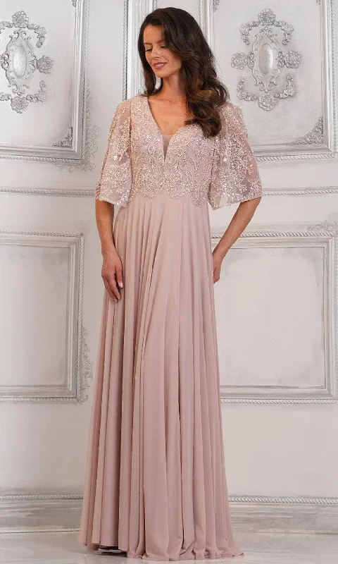 Marsoni by Colors MV1302 - Embellished Cape Evening Dress empire Waist empire