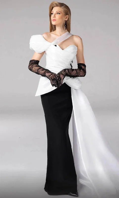 MNM Couture F02810 - Draped Asymmetrical Evening Dress Tunics Practical durable