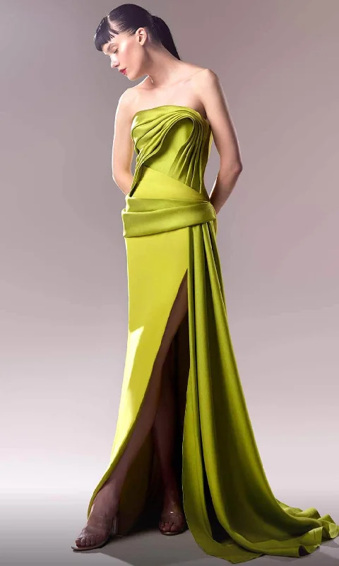 MNM Couture G1617 - Pleat Ornate Evening Dress with Slit Tunics Evening elegant