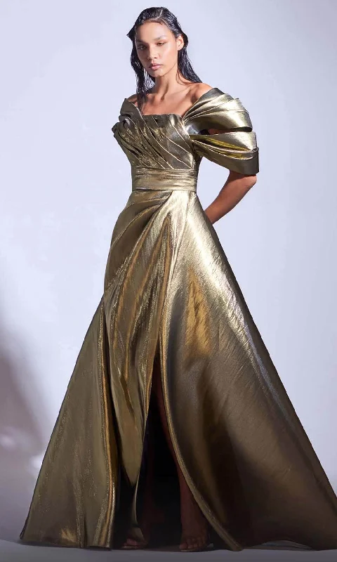 MNM Couture G1726 - Metallic Overskirt Evening Dress Tunics Office stylish