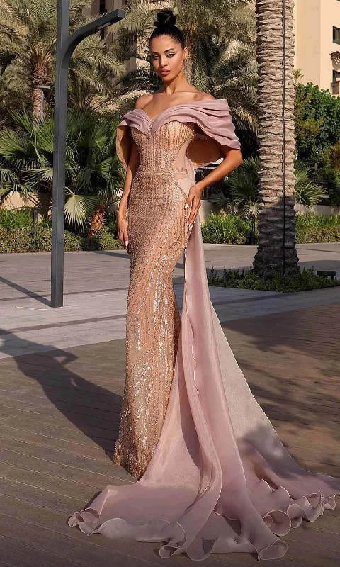 MNM Couture K4138 - Cascading Beaded Evening Dress Tunics Handmade artisanal