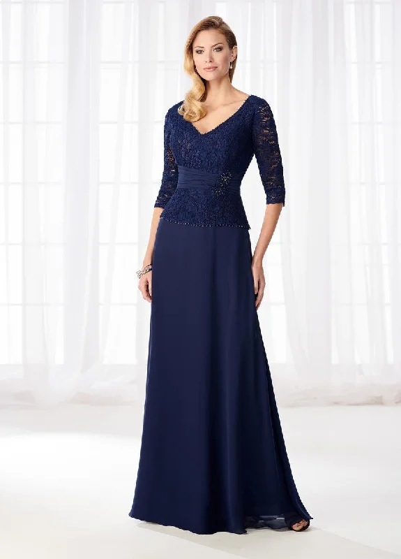 Mon Cheri Lace Quarter Length Sleeves A-Line Evening Dress 218623W Tunics Stylish modern