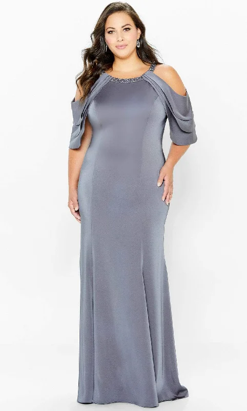 Montage by Mon Cheri 120906W - Cold Shoulder Tiered Sleeve Evening Dress Tunics Top rated