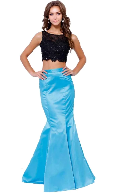 Nox Anabel - 8231 Two Piece Colorblock Satin Evening Dress Tunics Luxurious premium