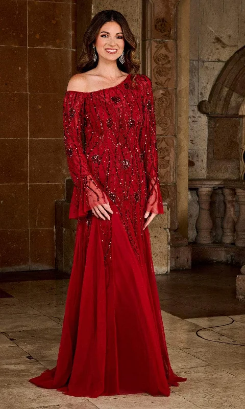 Rachel Allan RB8135 - Long Sleeve Flared Wrist Detailed Evening Dress Tunics Party sparkling