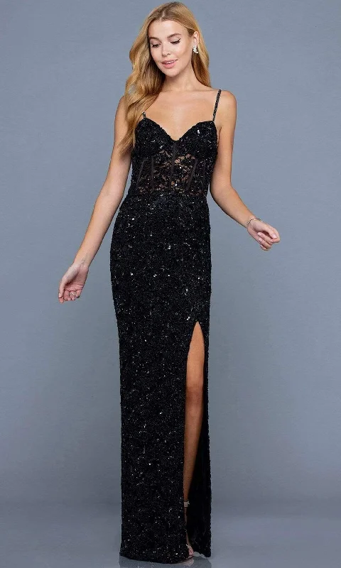 SCALA - 60256 Lace Embellished Evening Dress Peplum Ruffle Cocktail