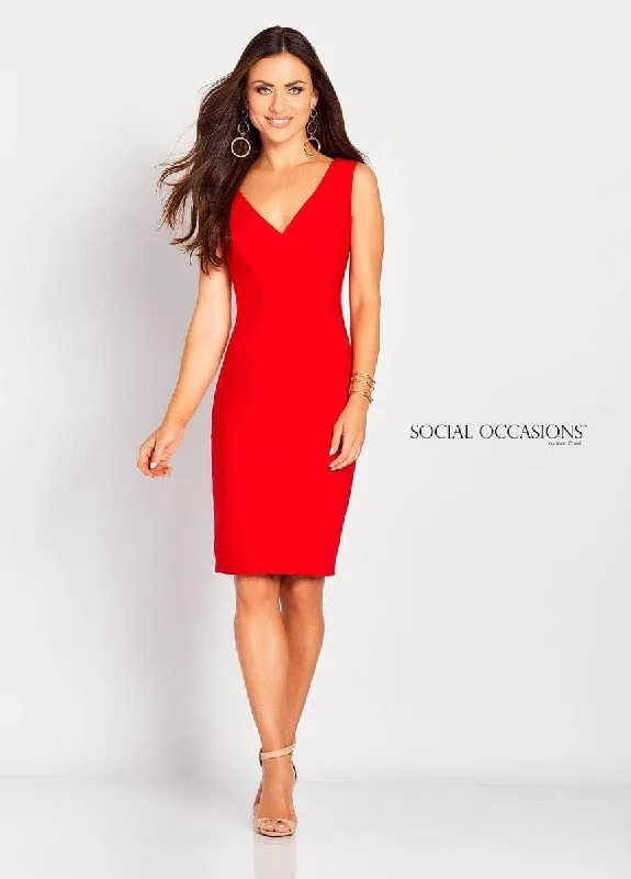 Social Occassions 119823 - V-Neck Bow Accent Evening Dress Tunics Exclusive limited