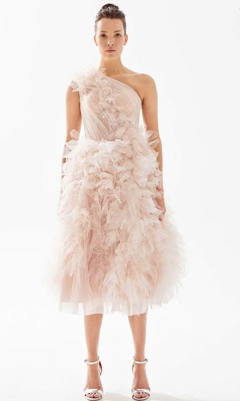 Tarik Ediz 98266 - Ruffled Tea-Length Evening Dress Tunics Chinos classic