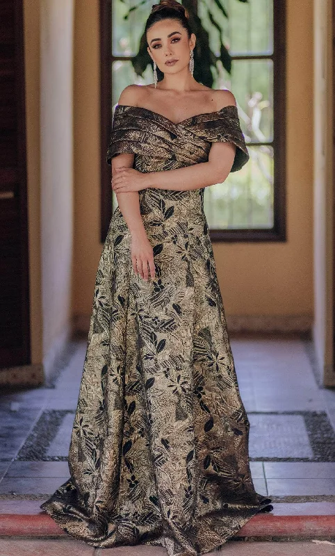 Terani Couture 232M1522 - Pleated Off-Shoulder Evening Dress Tunics Evening elegant