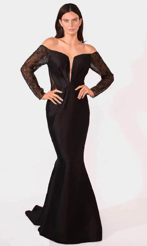Terani Couture 241M2734 - Long Sleeves Off-Shoulder Evening Dress Tunics Leisure comfortable