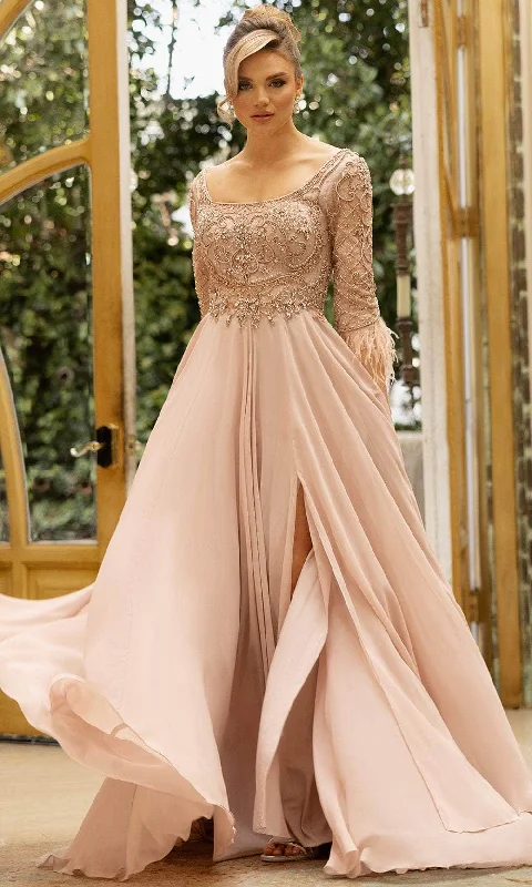 Terani Couture 242M3390 - Scoop Neck A-Line Evening Dress A-Line Day Work